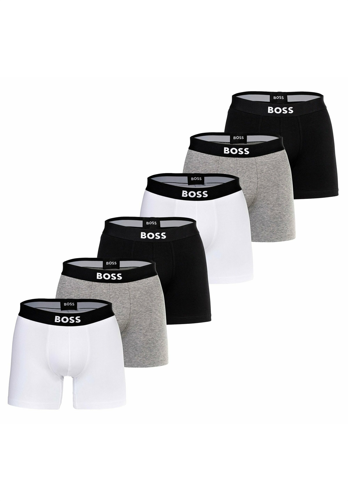 BOSS 6ER PACK - ONE STRETCH LOGO - Boxer Briefs - schwarz grau weiß/schwarz