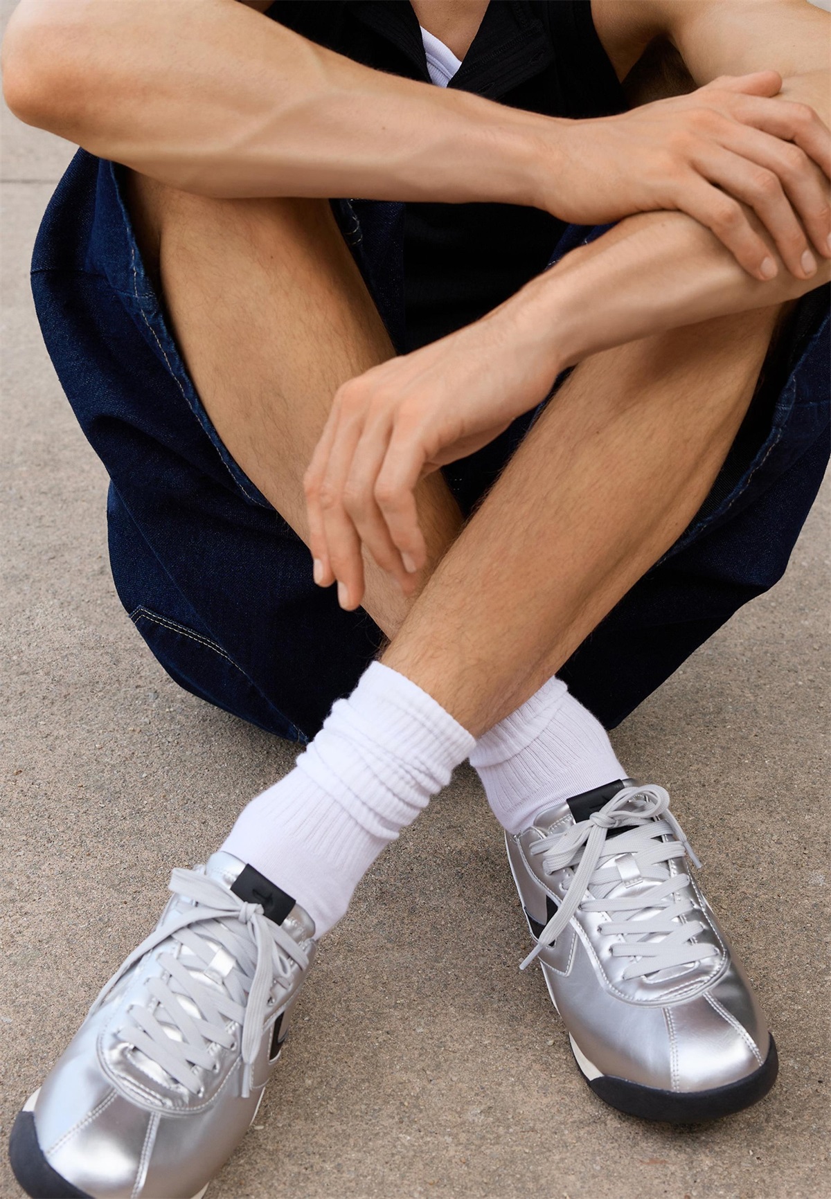 Bershka RETRO - Sneaker low - silver coloured/silberfarben