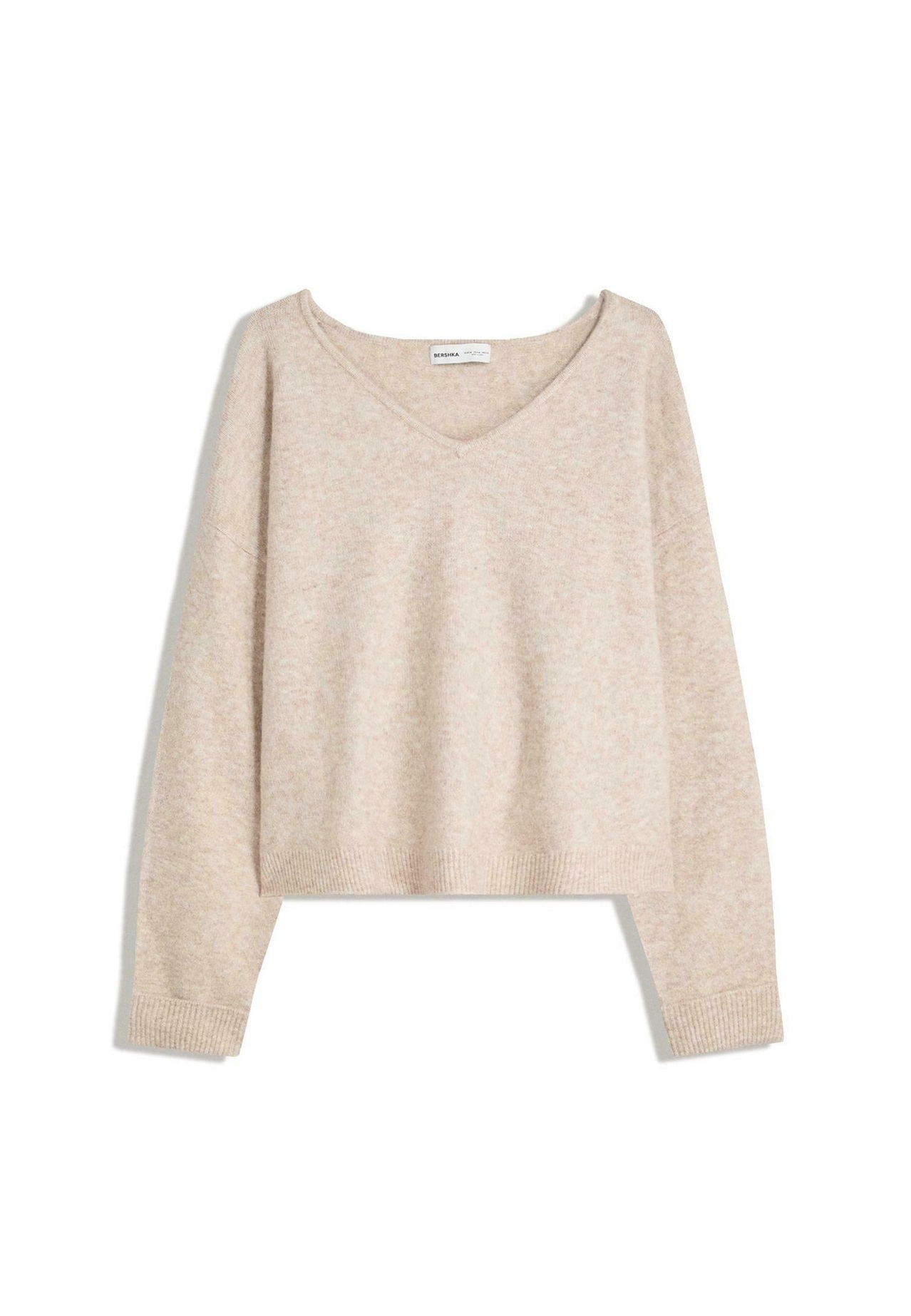 Bershka SOFT TOUCH V-NECK - Strickpullover - sand