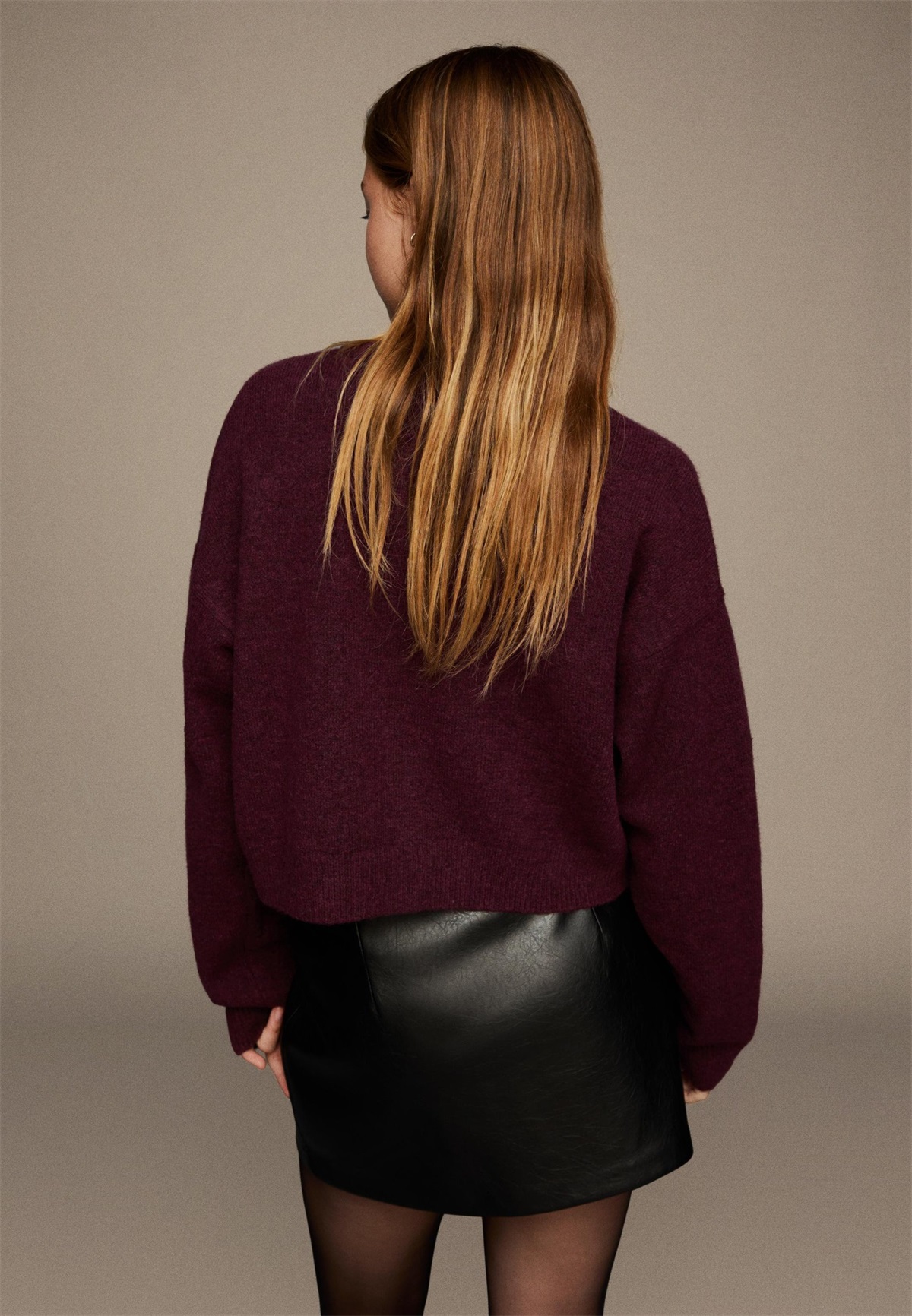 Bershka SOFT TOUCH BUTTONED - Strickjacke - dark red/dunkelrot