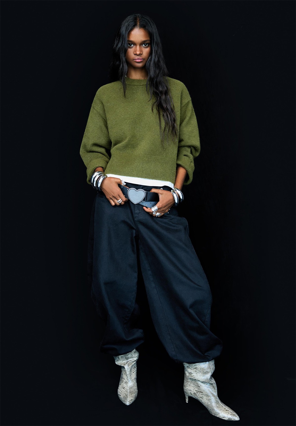 Bershka WITH HEM - Strickpullover - evergreen/tanne