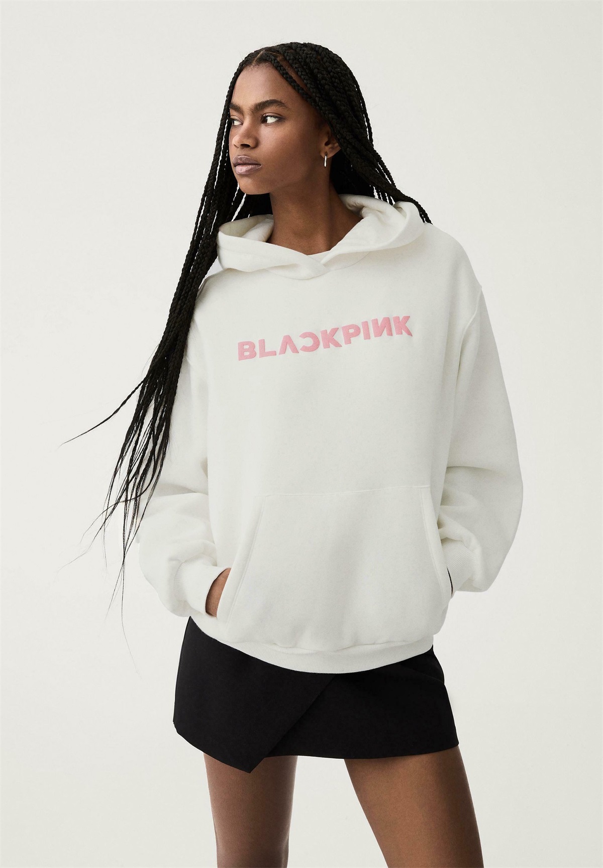Bershka Kapuzenpullover - white/weiß