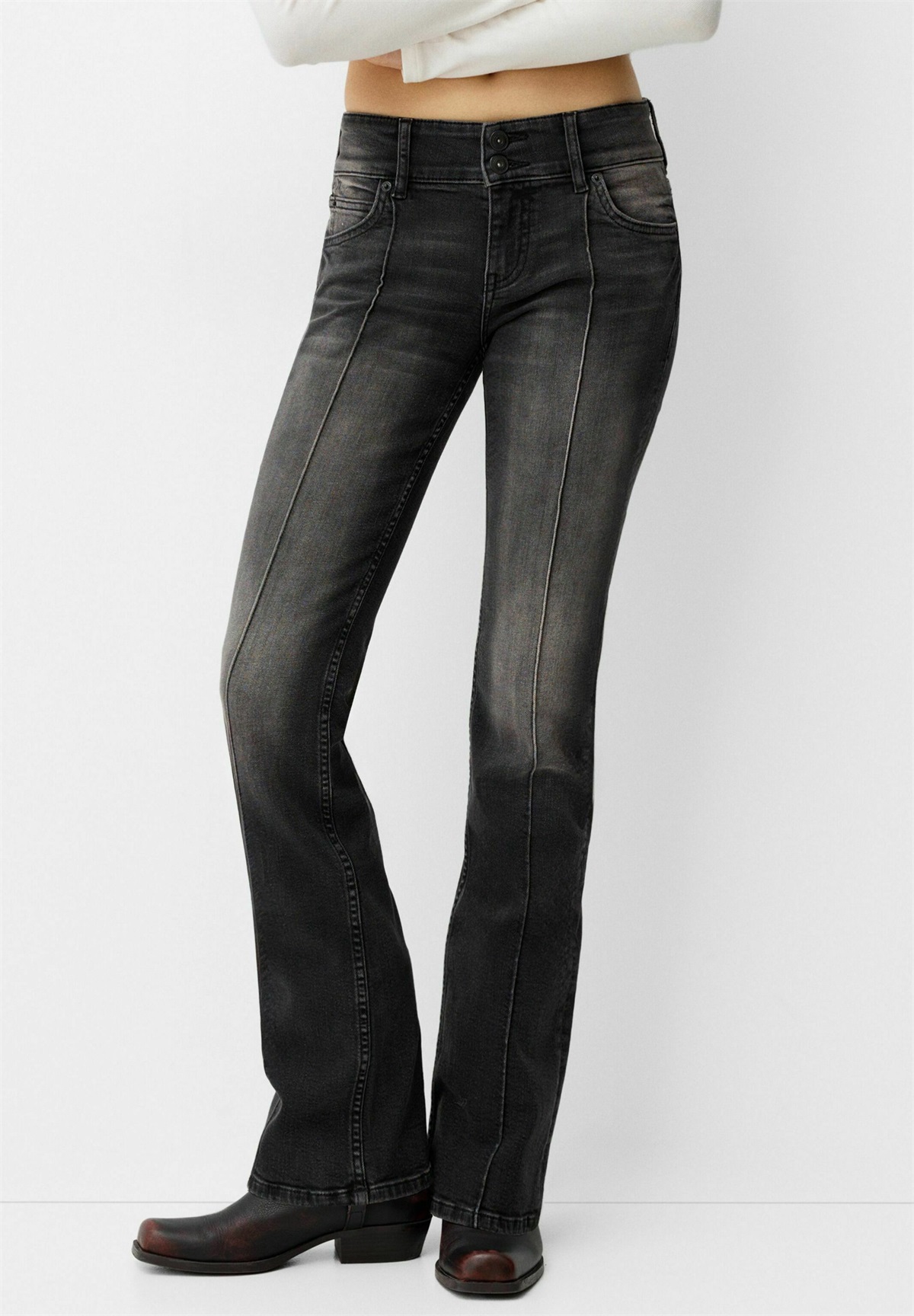 Bershka Jeans Bootcut - black/schwarz
