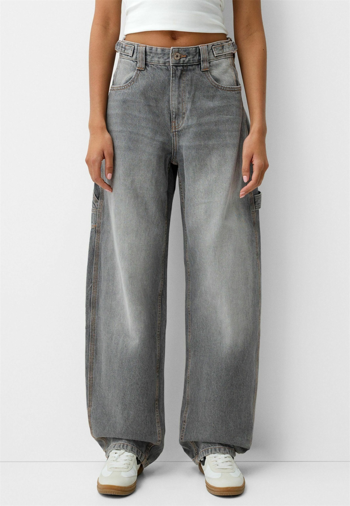 Bershka CARPENTER - Wide Leg - grey/grau