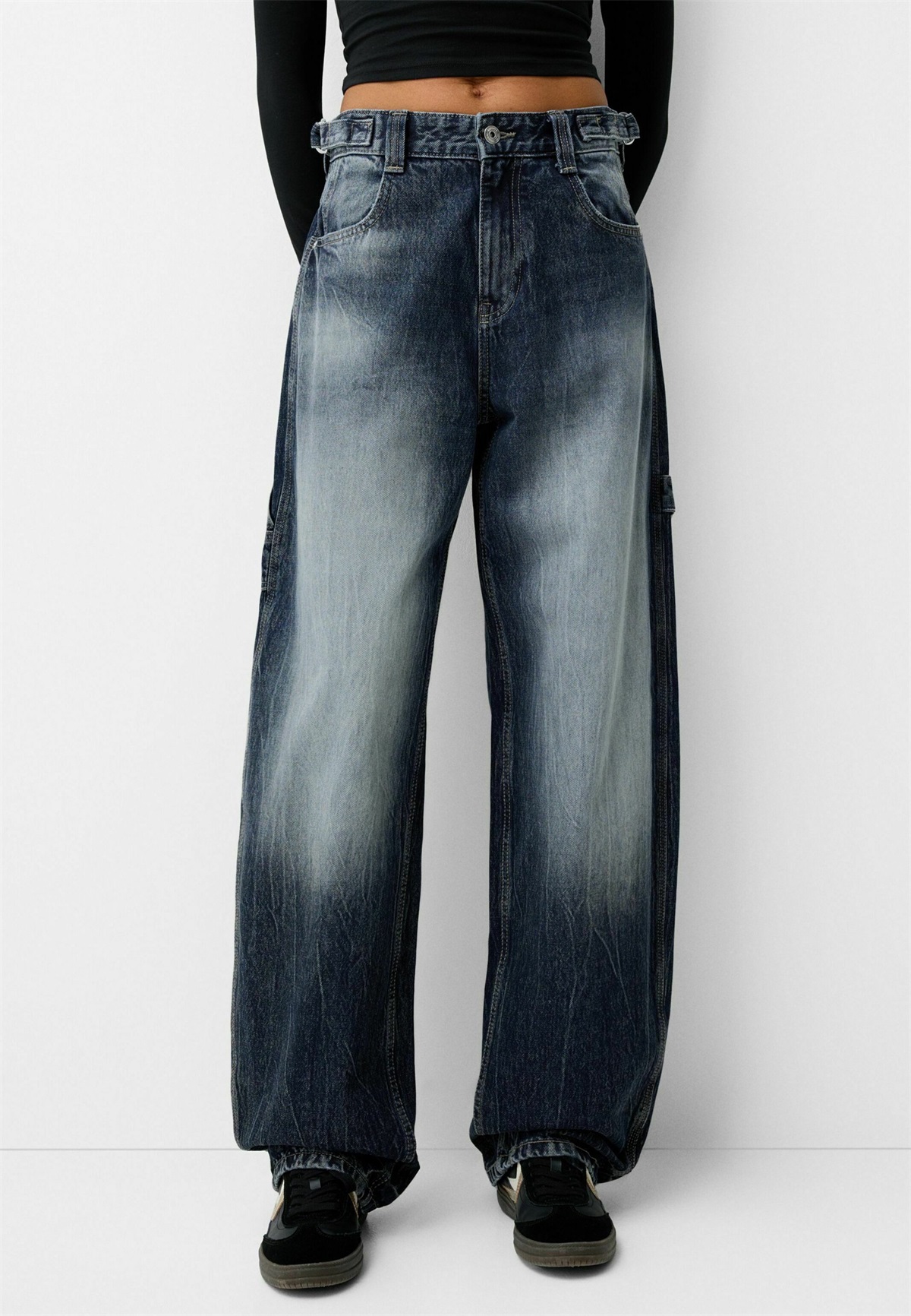 Bershka CARPENTER - Wide Leg - blue/blau