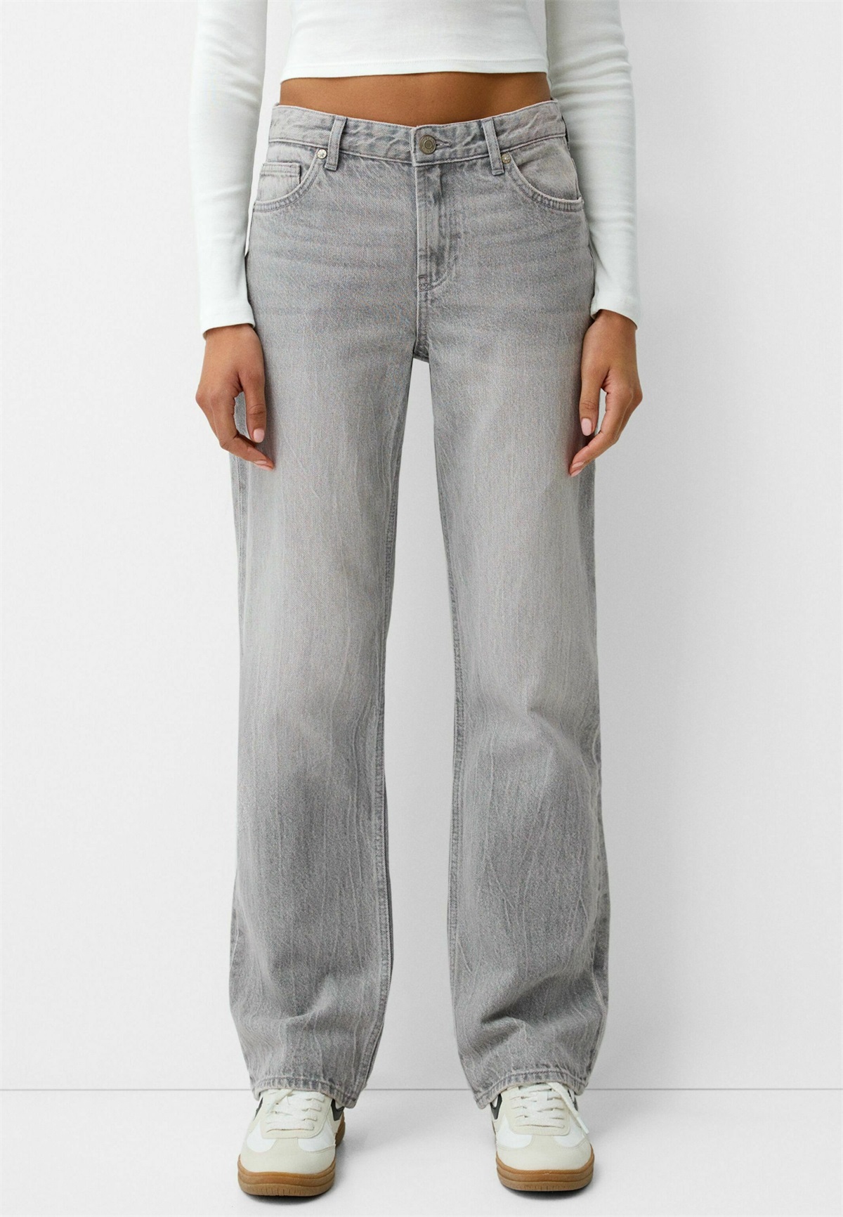 Bershka Jeans Straight Leg - grey/grau