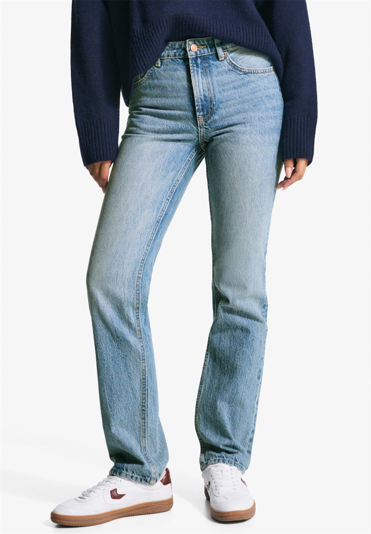 Bershka Jeans Straight Leg - light blue denim/light-blue denim