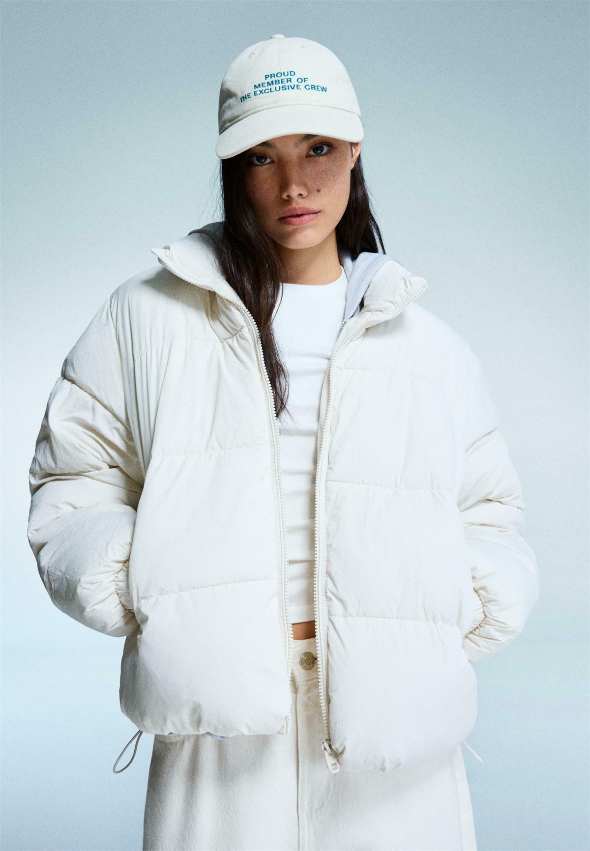 Bershka PUFFER - Winterjacke - white/weiß Bershka PUFFER - Winterjacke - white/weiß