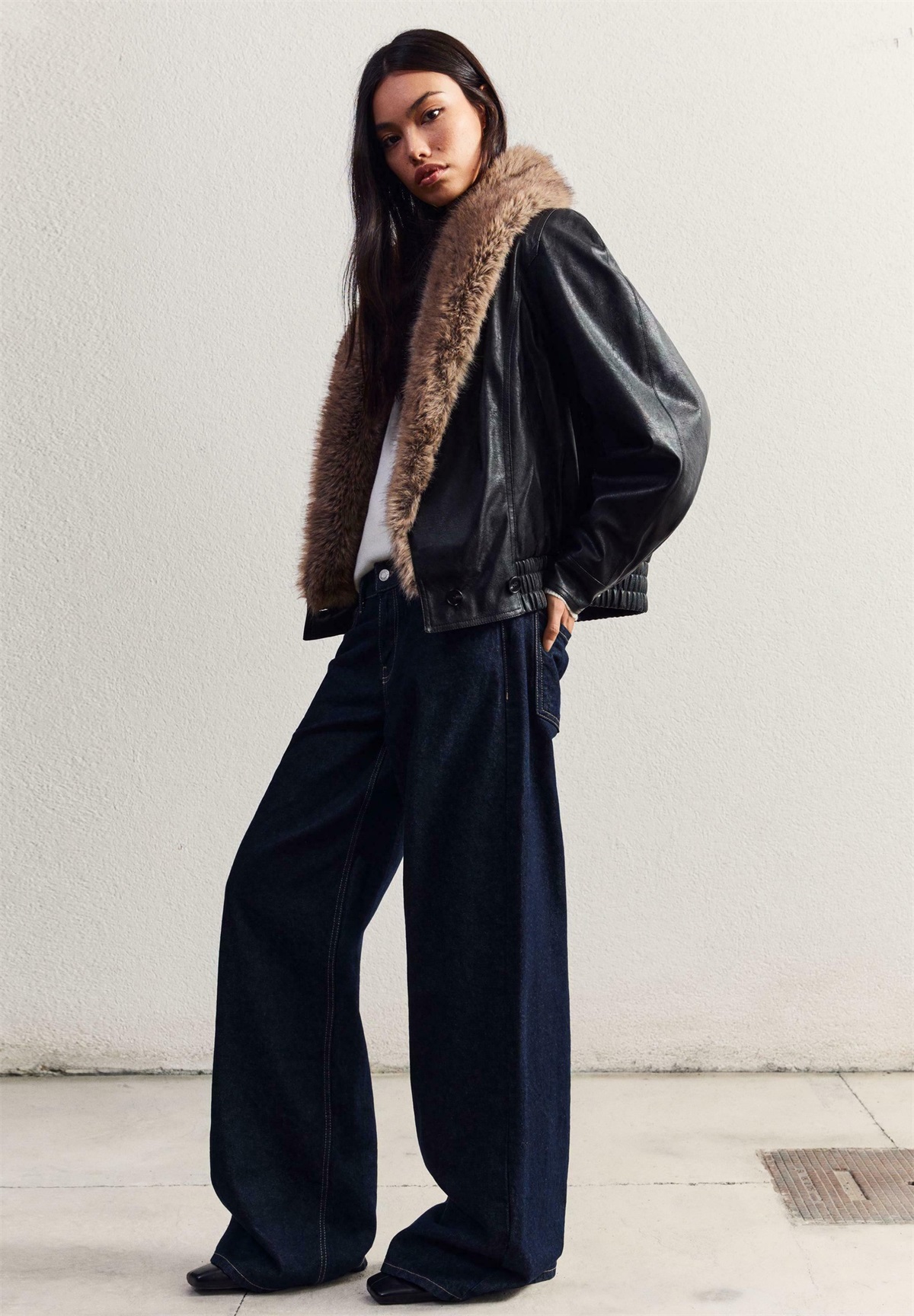 Bershka Kunstlederjacke - black/schwarz