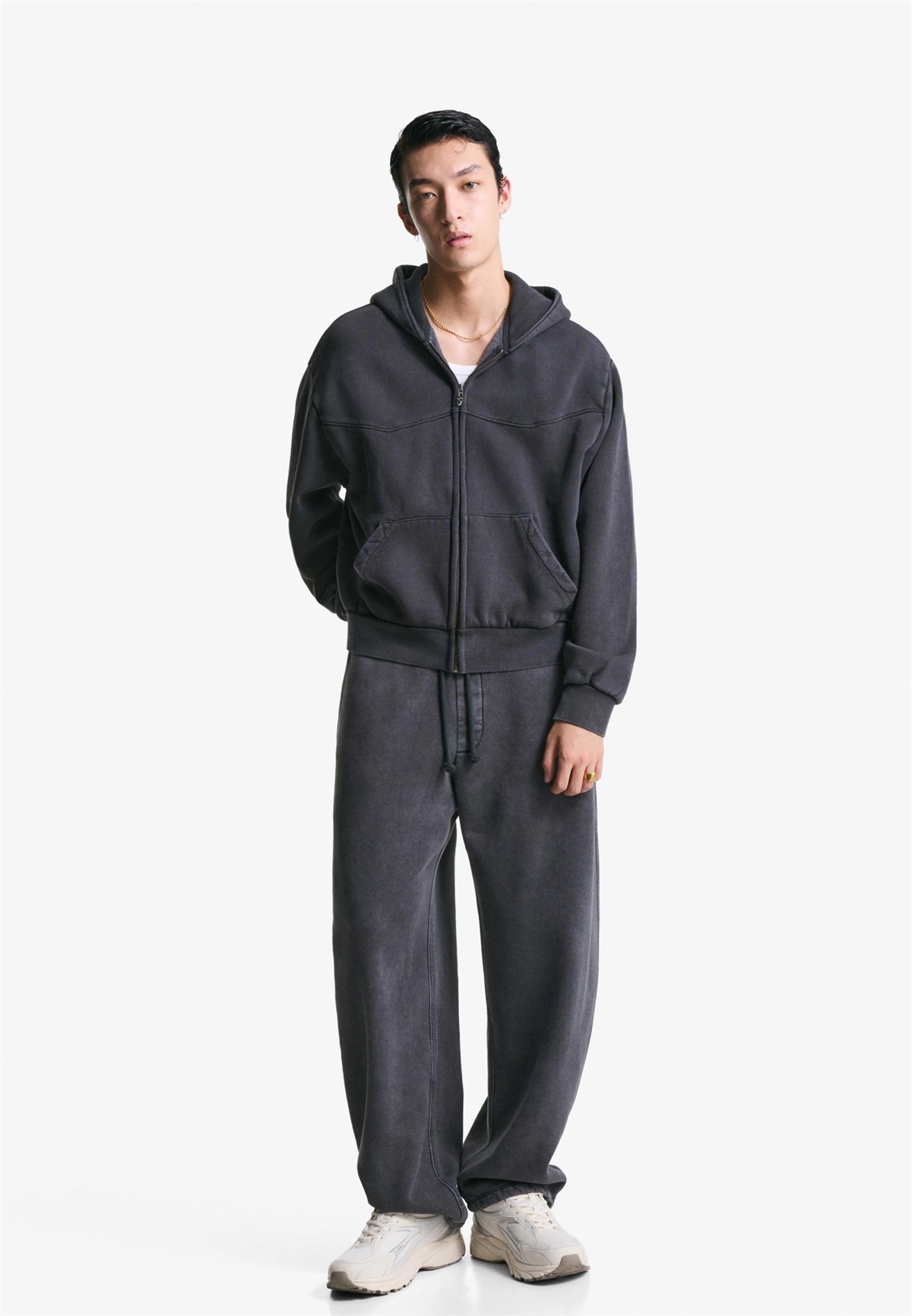 Bershka BALLOON - Jogginghose - mottled dark grey/dunkelgrau-meliert