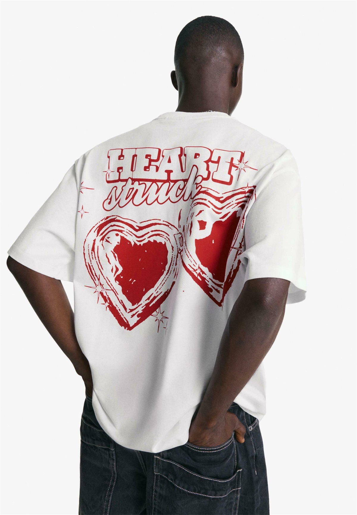 Bershka SHORT SLEEVE - T-Shirt print - white/weiß