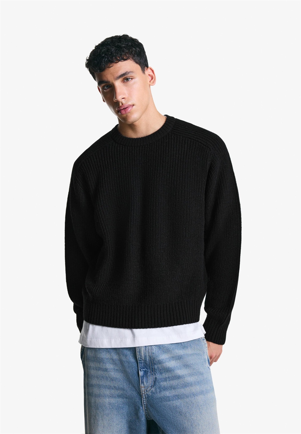 Bershka Strickpullover - black/schwarz