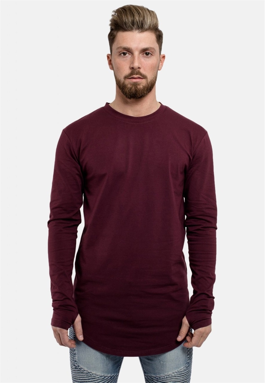 Blackskies ROUND - Langarmshirt - burgundy/beige