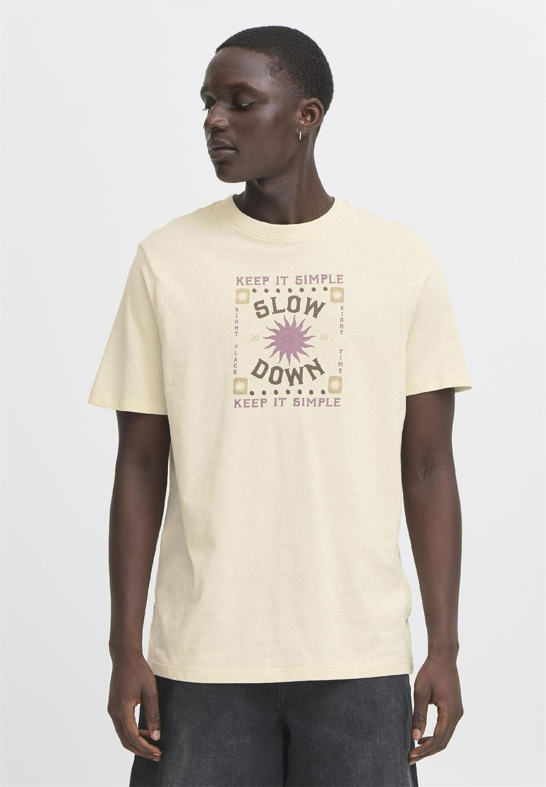 Blend BHJOEY - T-Shirt print - bleached sand/beige-meliert