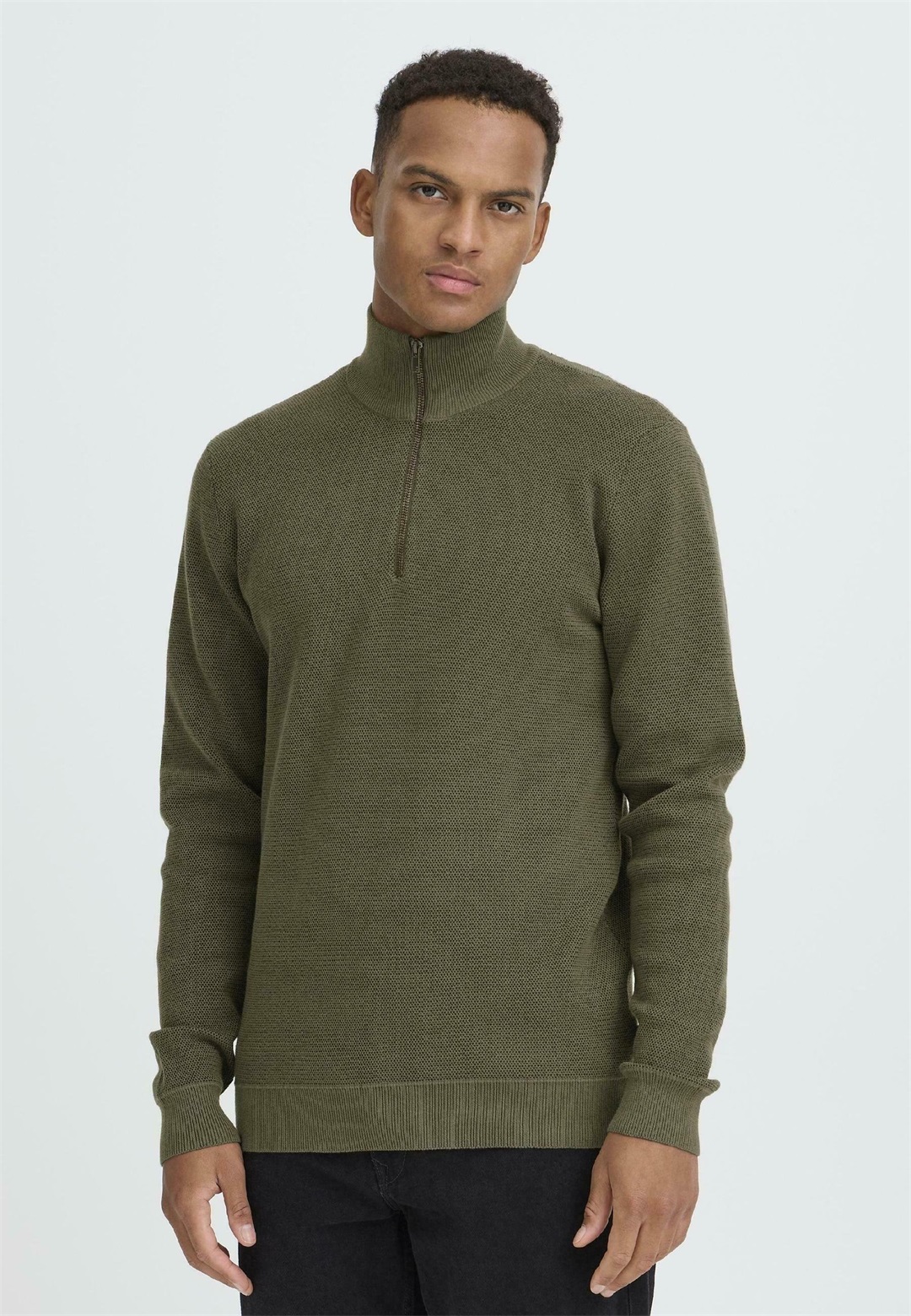 Blend BHBAAL HALF ZIPP - Strickpullover - olive night/tanne
