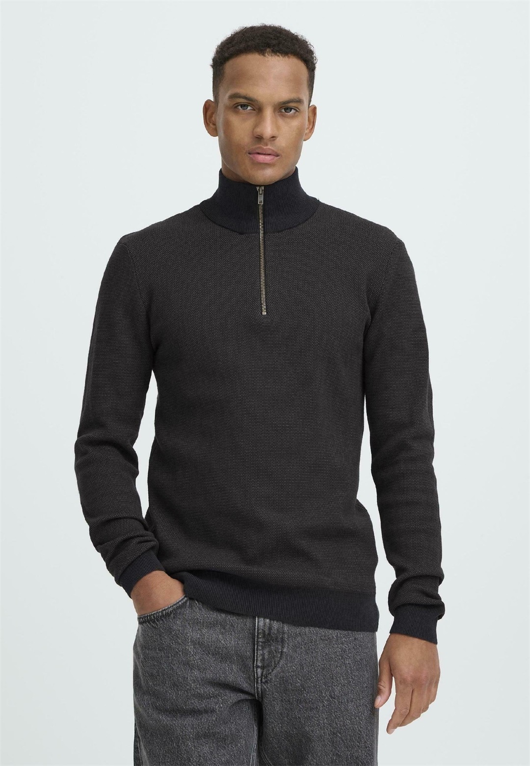 Blend BHBAAL HALF ZIPP - Strickpullover - black beauty/schwarz