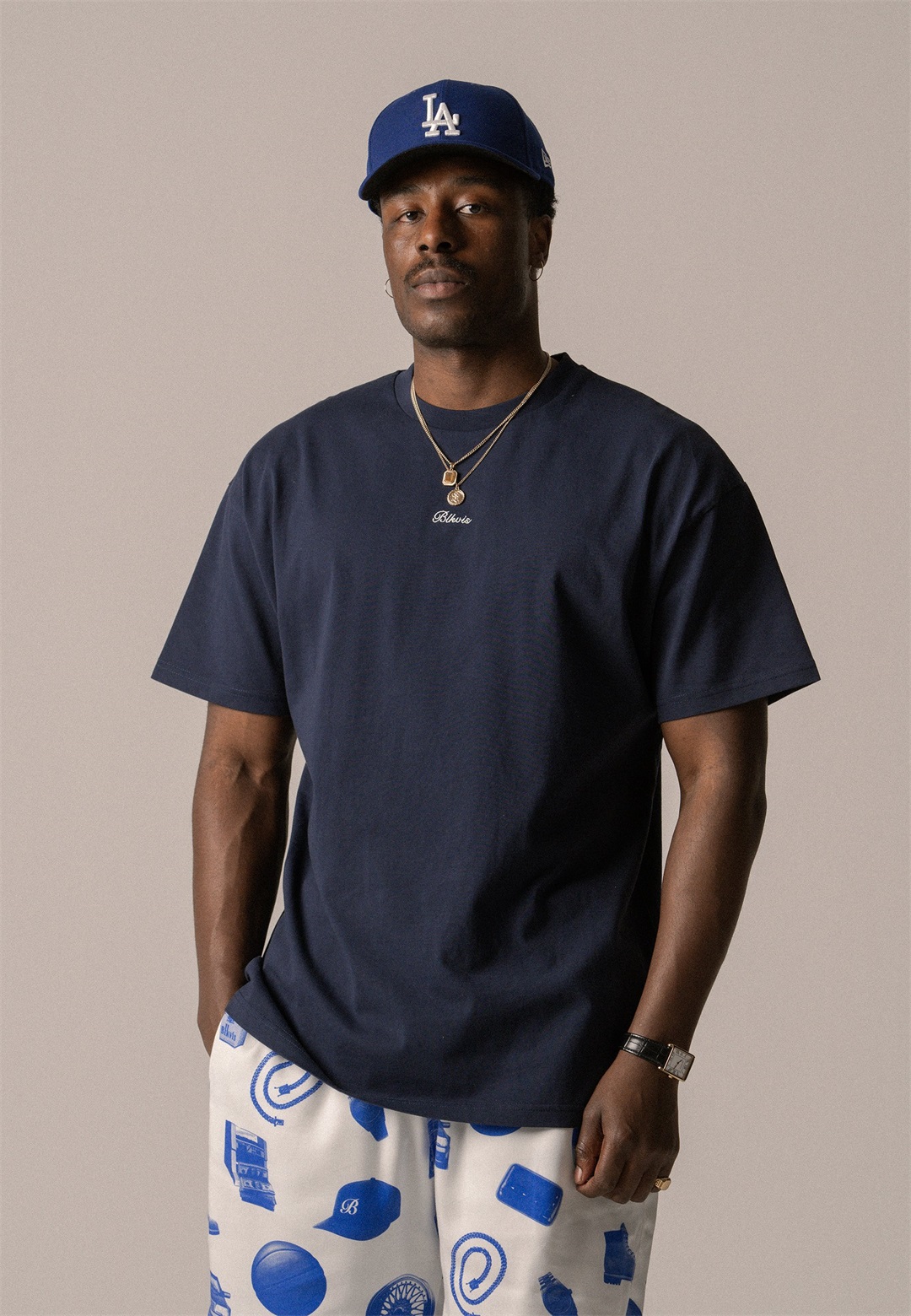 BLKVIS SCRIPT TEE UNISEX - T-Shirt basic - peacoat/dunkelblau