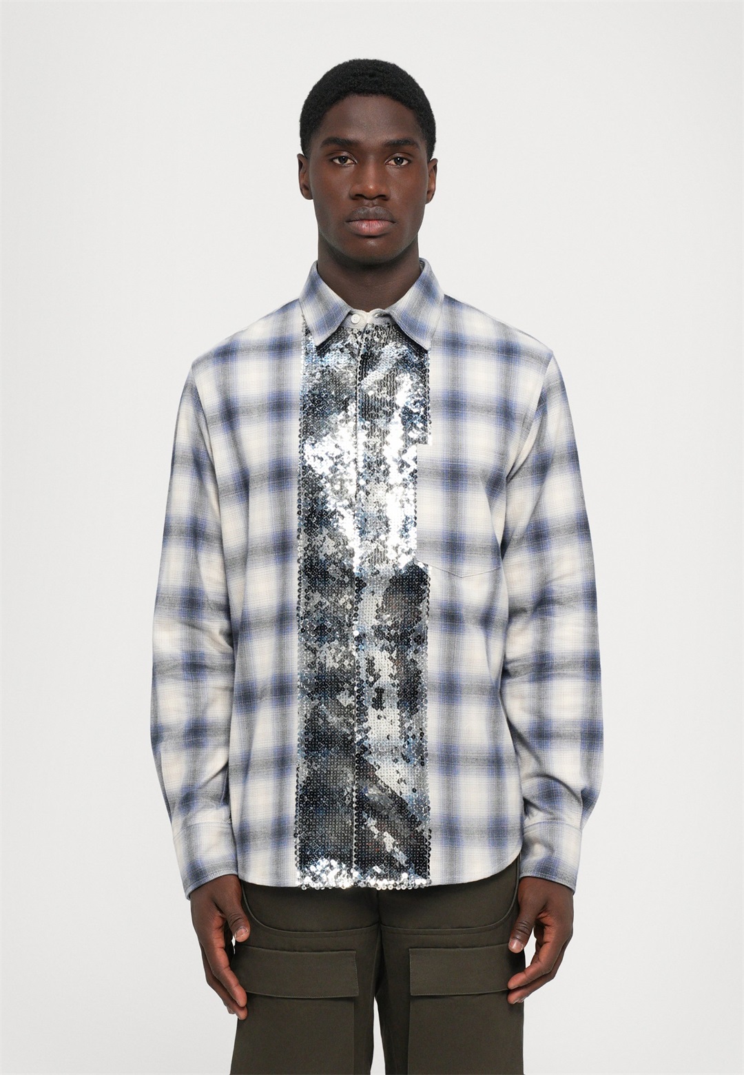 BLUEMARBLE SEQUIN PLAID SHIRT - Hemd - white/blue/blau