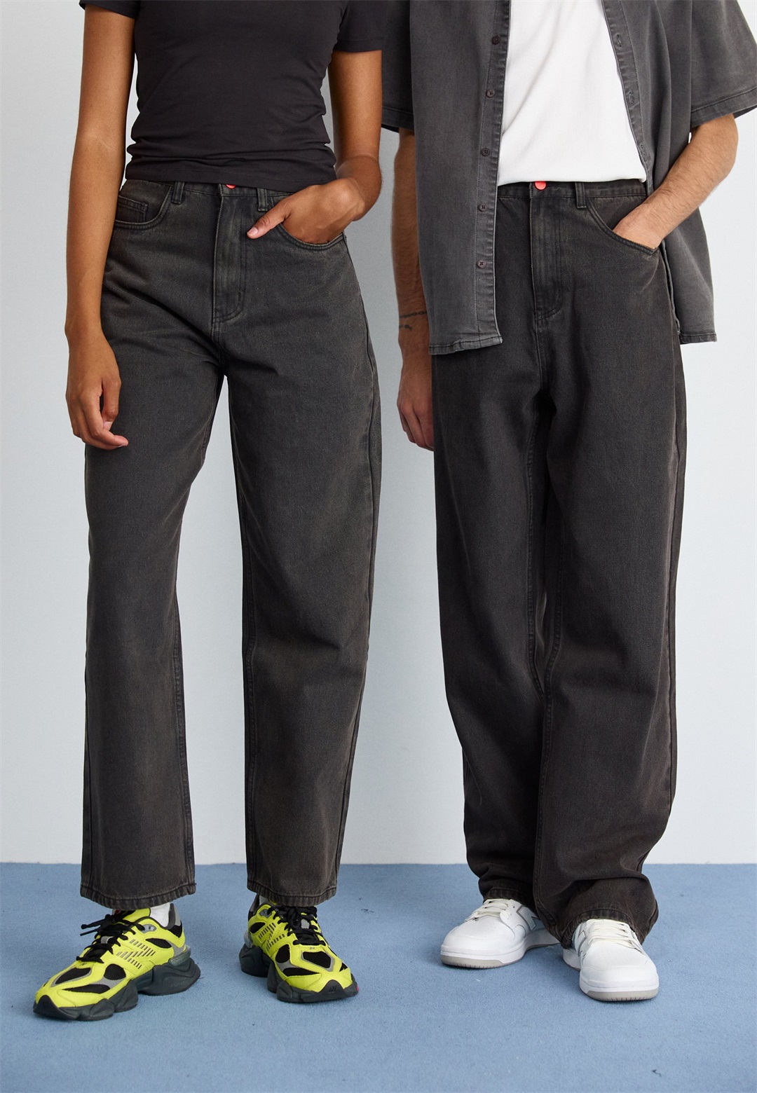 BeWider SUPER LOOSE - Jeans Relaxed Fit - dark grey/grey denim