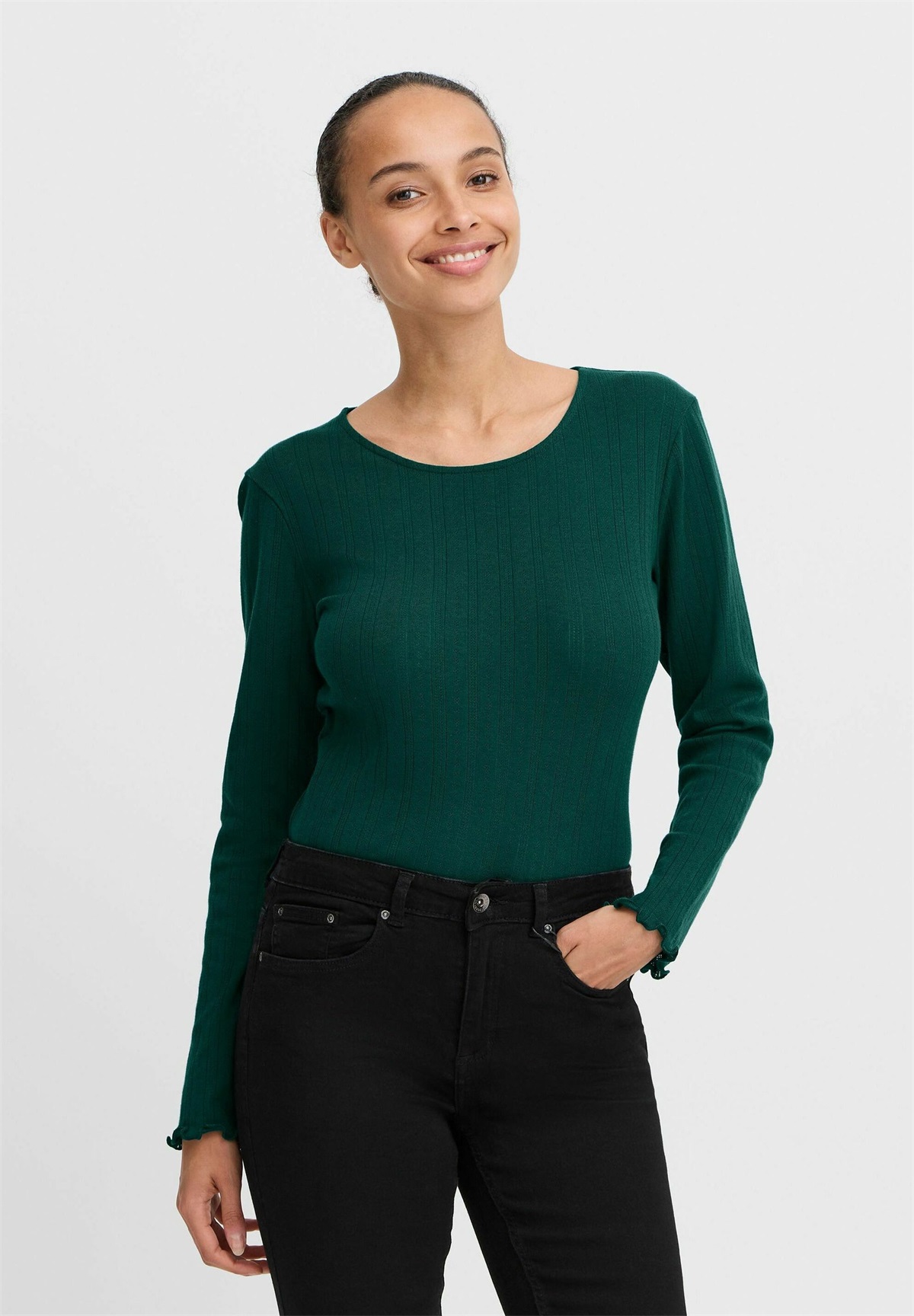 b.young BYUNICA LS - Langarmshirt - sea moss/dunkelgrün