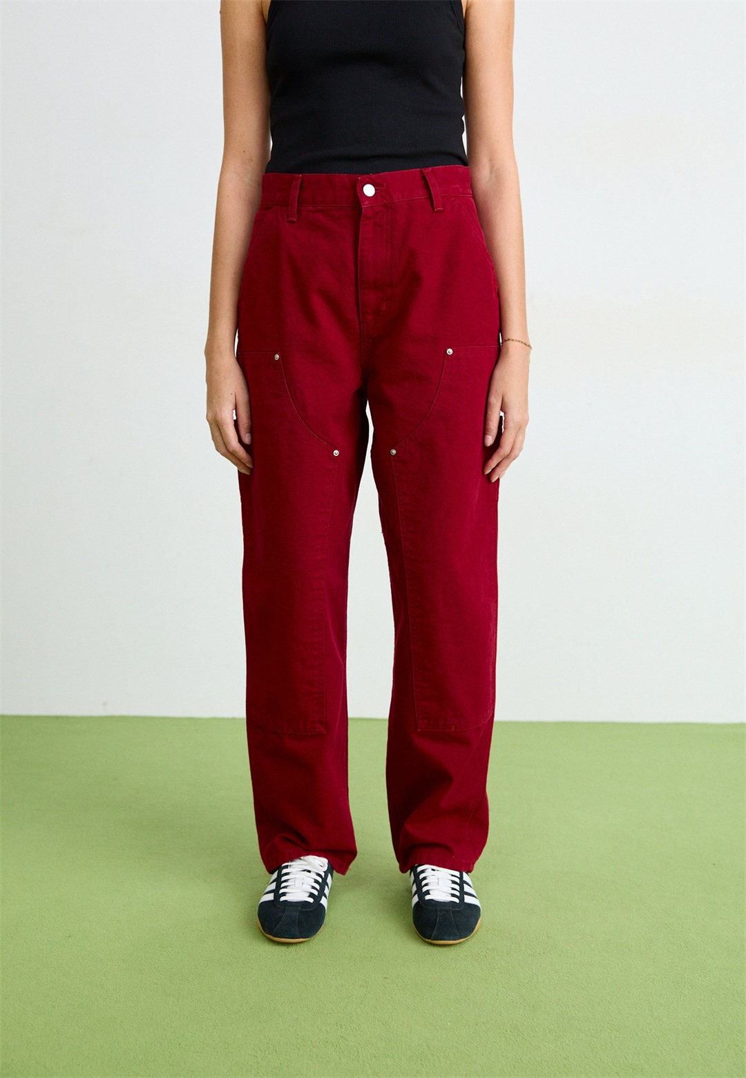 Carhartt WIP DOUBLE KNEE PANT - Stoffhose - scarlet stone washed/rot