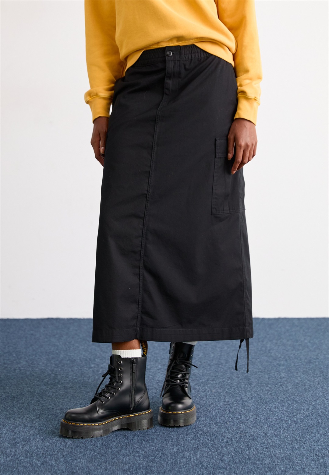 Carhartt WIP CARGO SKIRT - A-Linien-Rock - black rinsed/schwarz