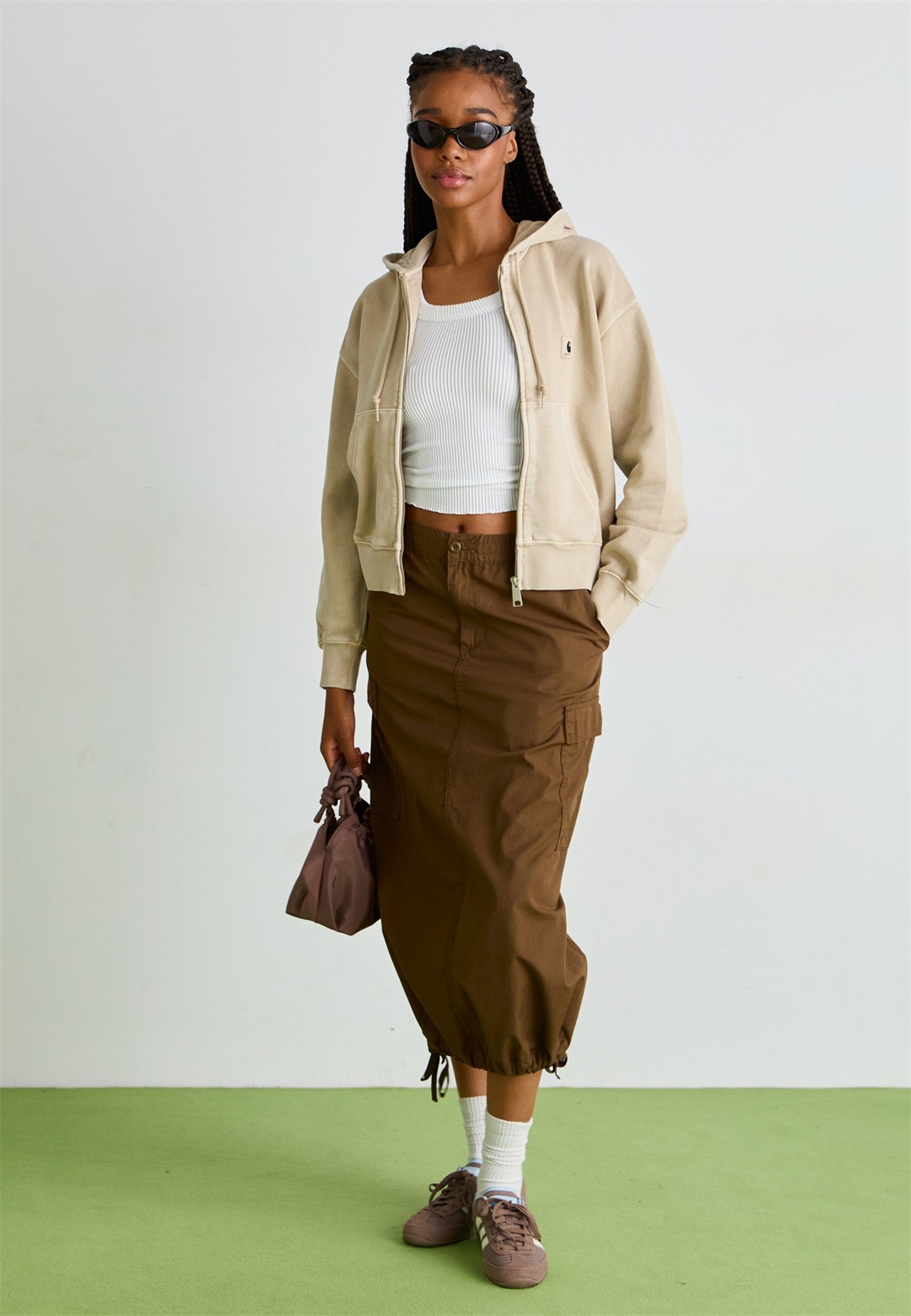 Carhartt WIP HOODED NELSON JACKET - Sweatjacke - fleur de sel garment dyed/offwhite