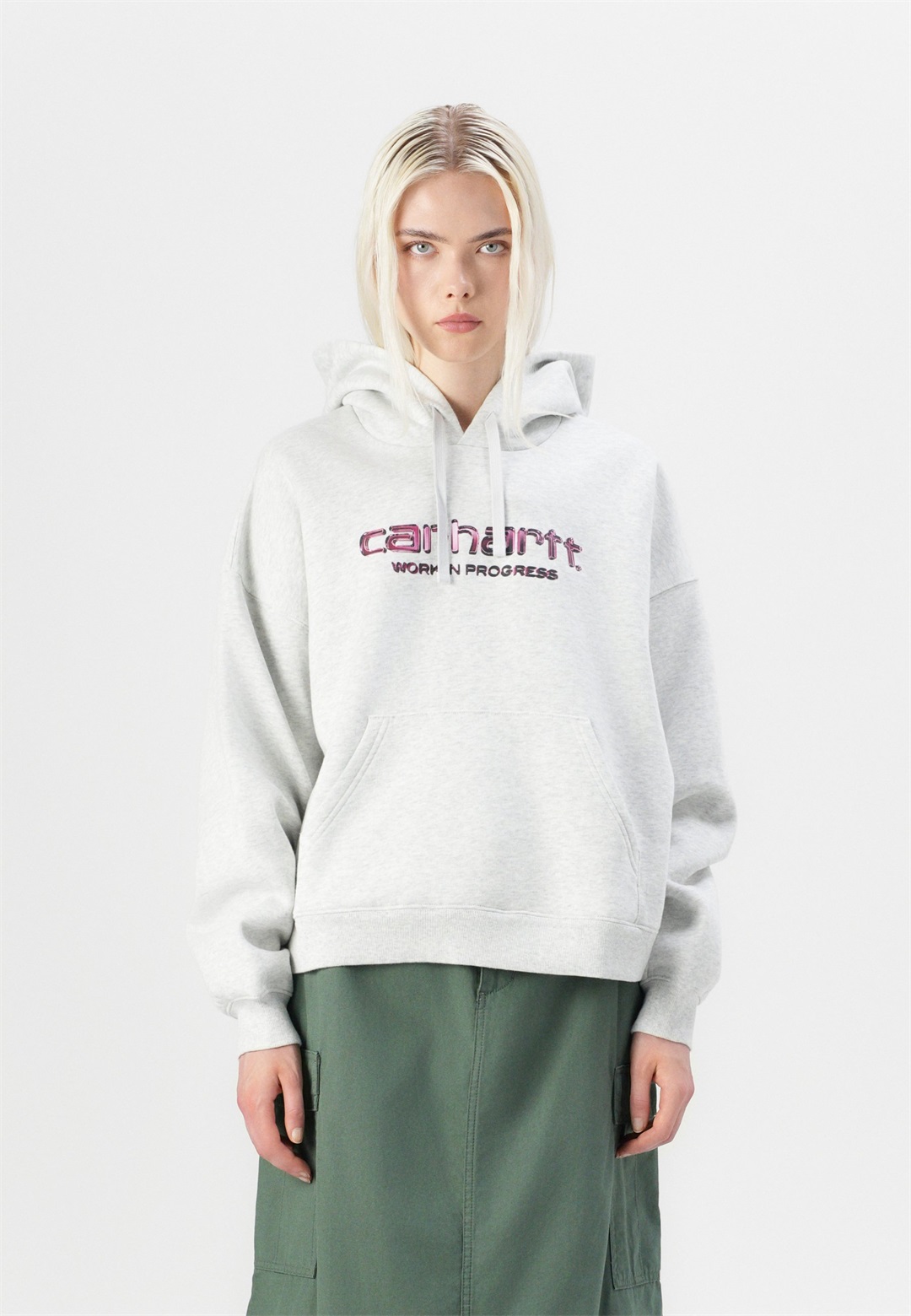 Carhartt WIP HOODED SOLAR CHROME - Sweatshirt - ash heather/dunkelgrau-meliert
