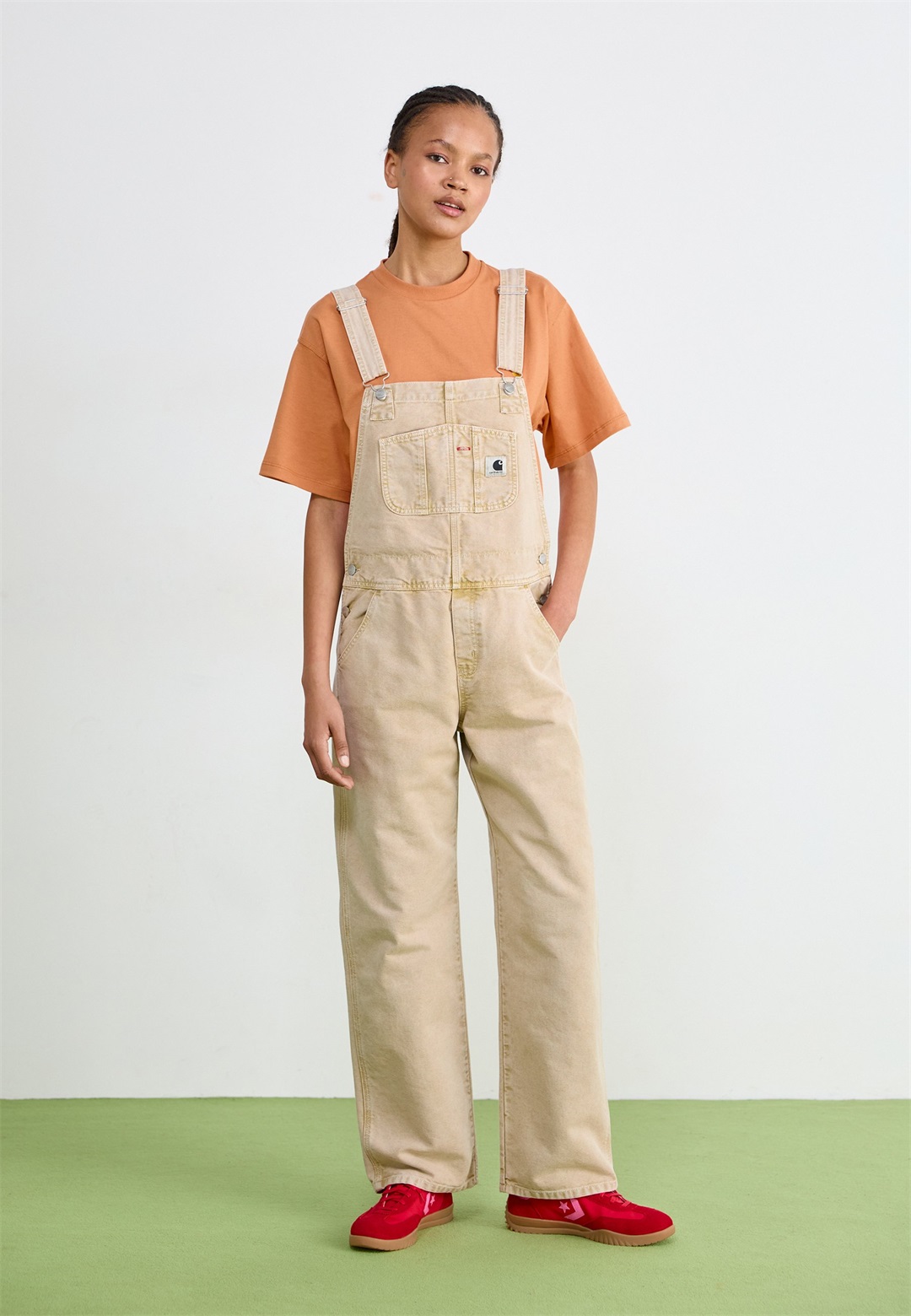Carhartt WIP BIB OVERALL STRAIGHT - Latzhose - dusty brown chalk wash/beige