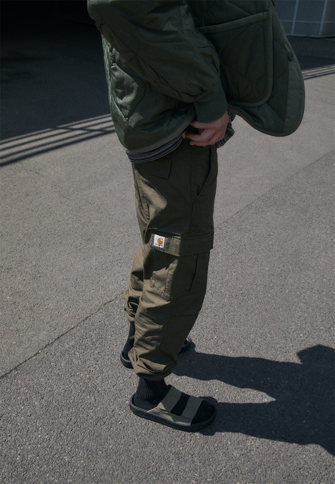 Carhartt WIP AVIATION PANT - Cargohose - cypress rinsed/oliv