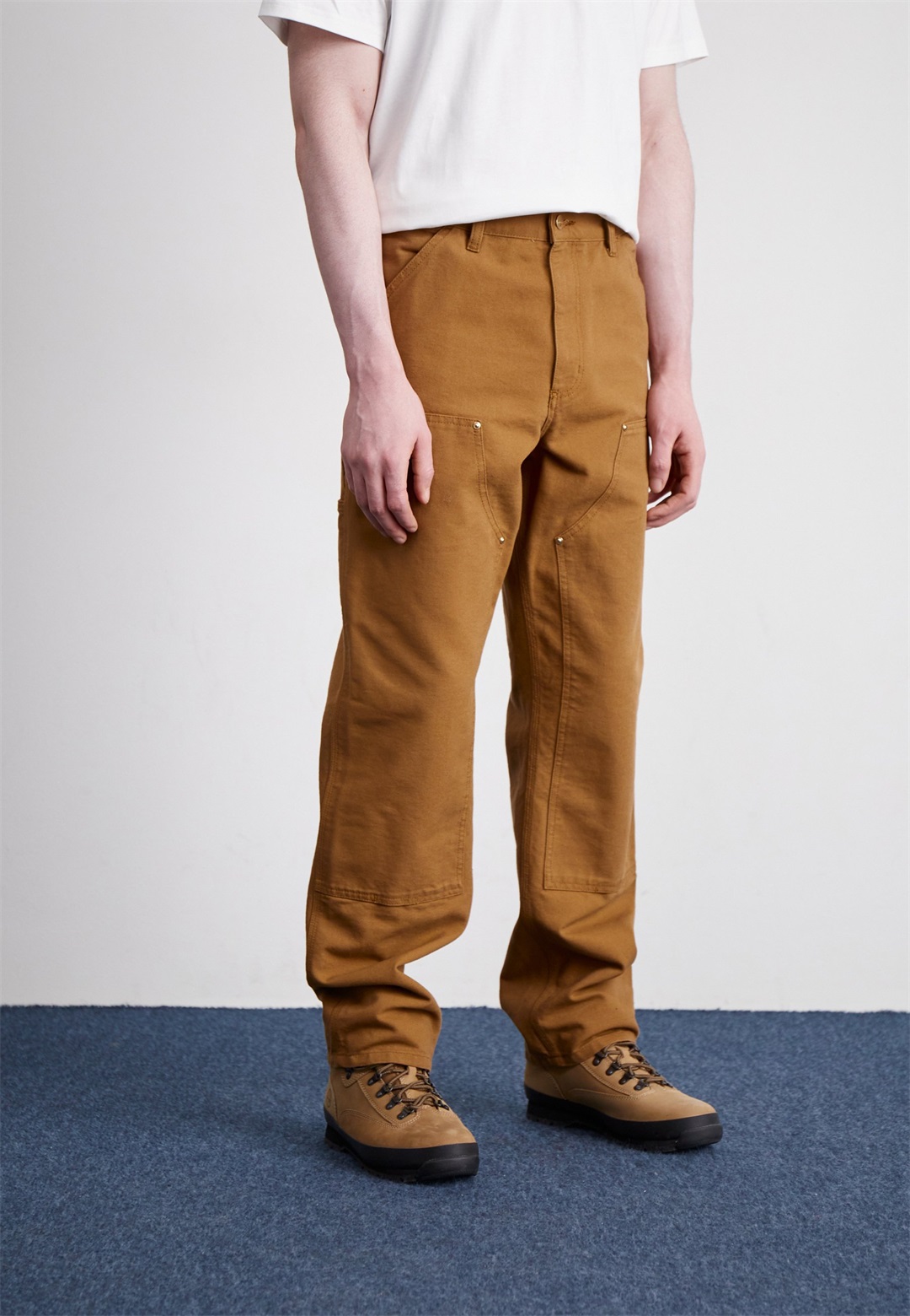 Carhartt WIP DOUBLE KNEE PANT - Stoffhose - hamilton brown rinsed/braun