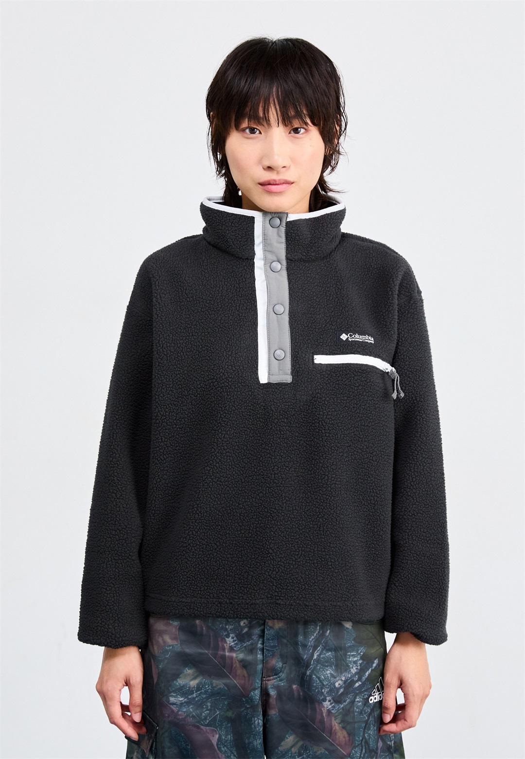 Columbia HELVETIA™ II CROPPED HALF SNAP - Fleecepullover - black/schwarz