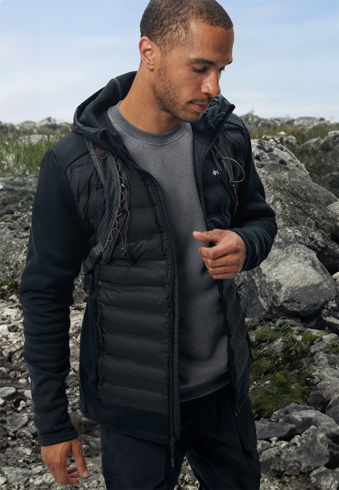 Columbia MERIDIAN CREEK™ CREW - Sweatshirt - city grey heather/grau