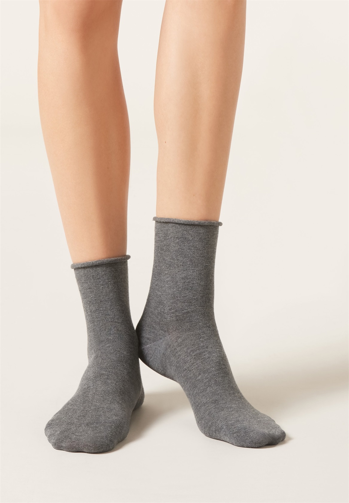 Calzedonia MIT UMSCHLAG - Socken - Dark Grey/dunkelgrau