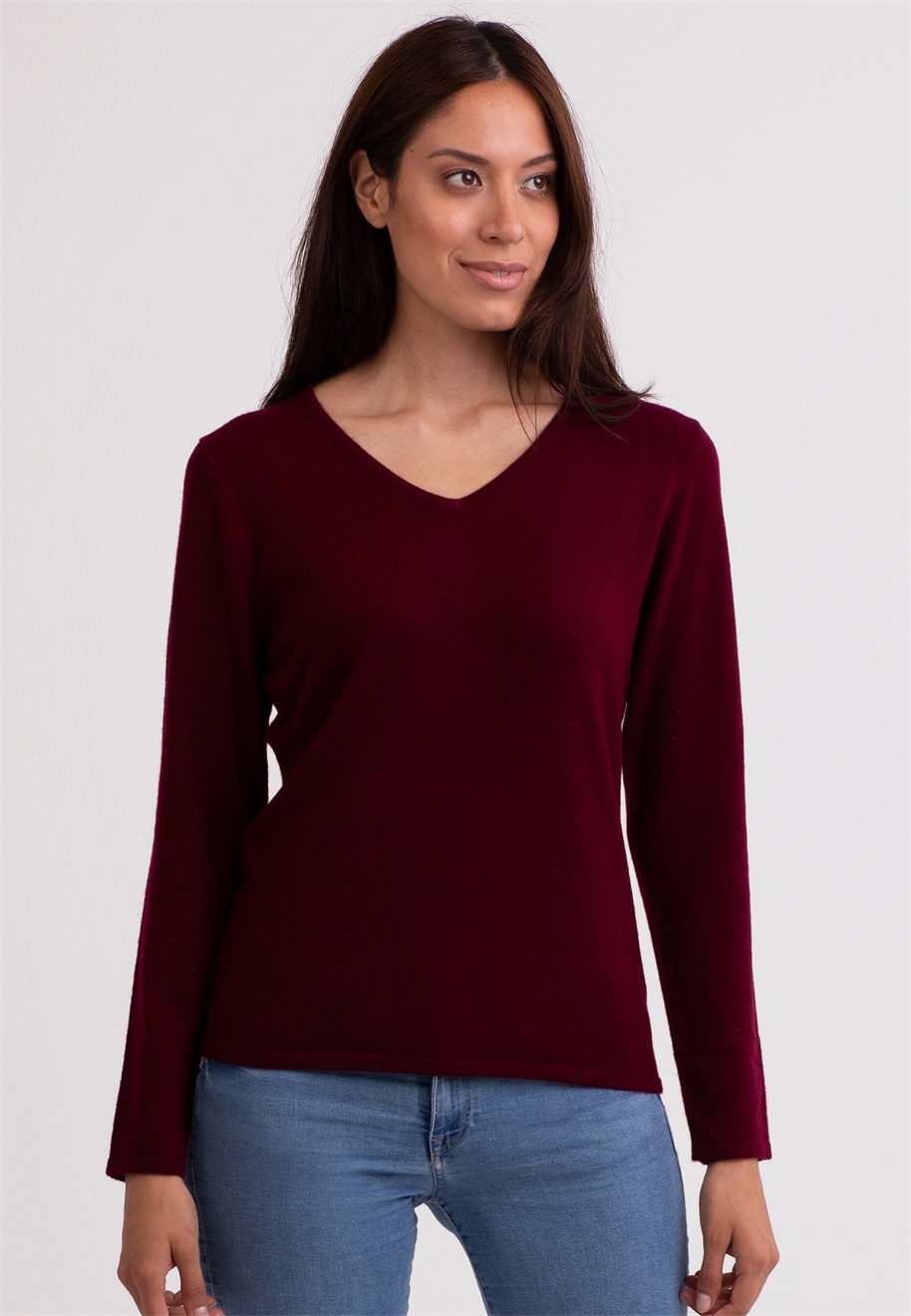 CASH-MERE V-AUSSCHNITT - Strickpullover - rouge noir/rot