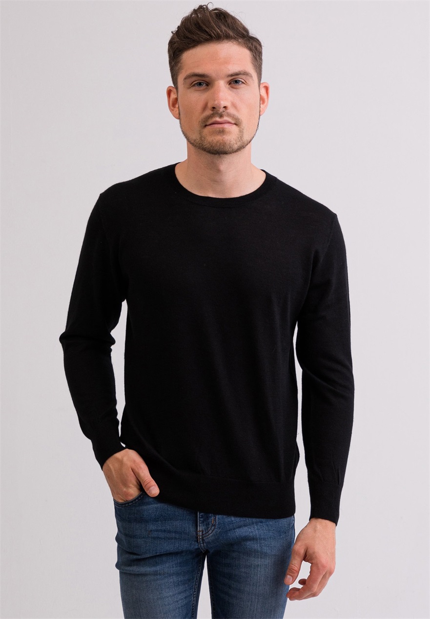 CASH-MERE RUNDHALS - Strickpullover - schwarz
