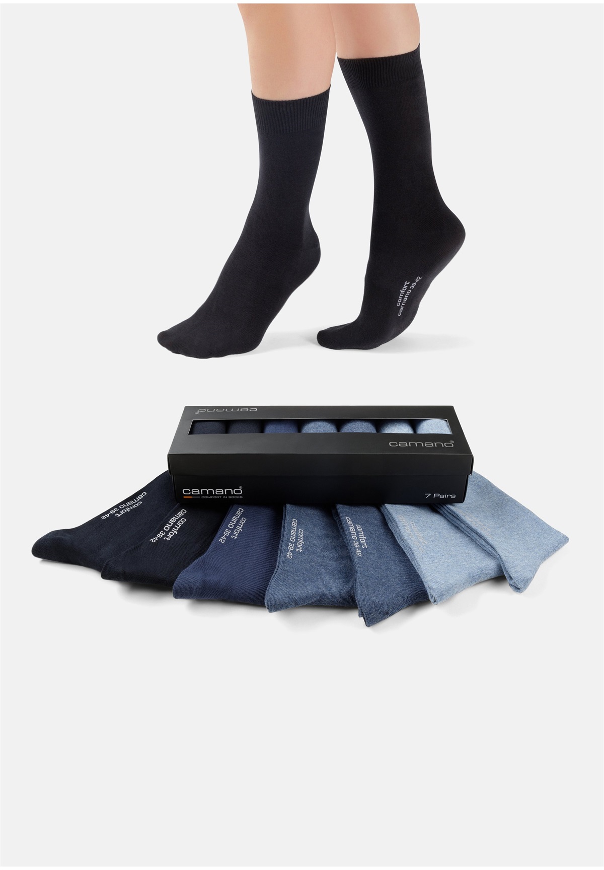 camano COMFORT IN BOX 7 PACK - Socken - navy mix/dunkelblau