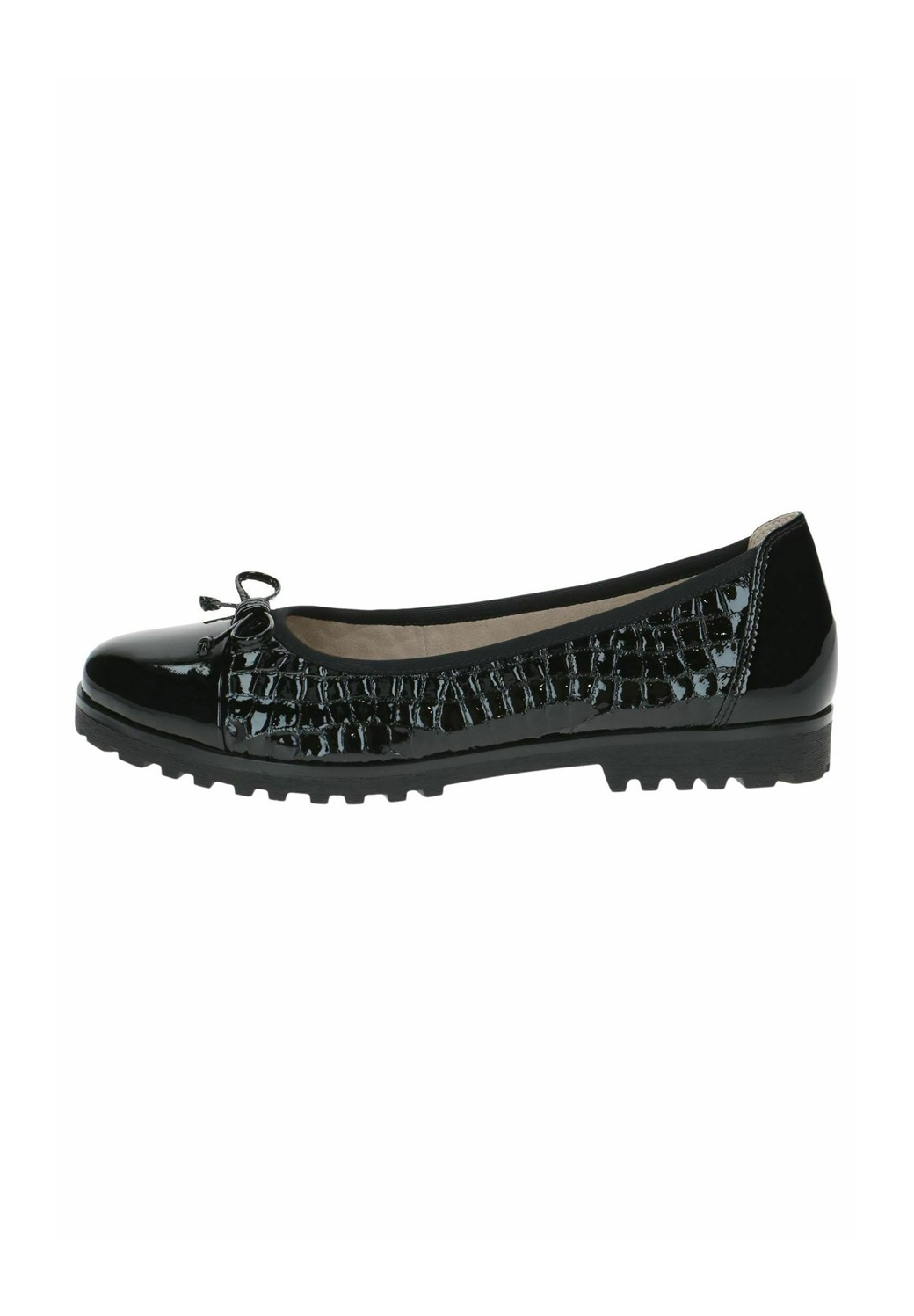 Caprice Klassischer Ballerina - black croco/schwarz