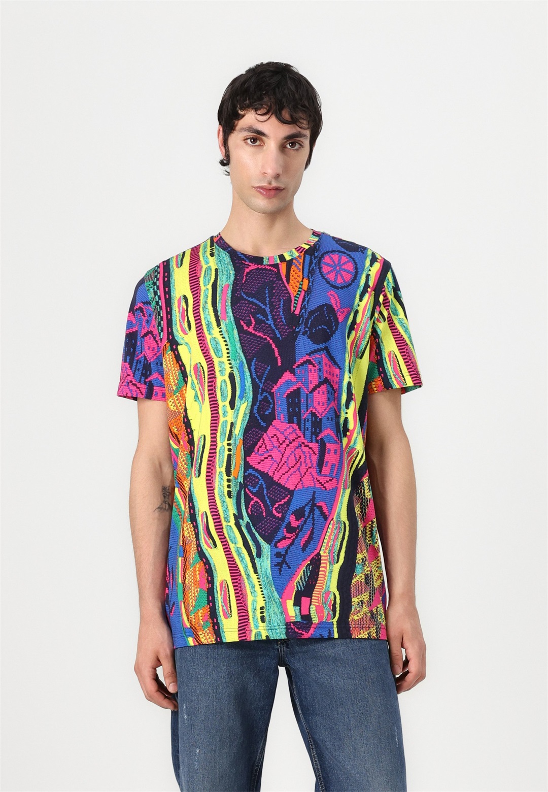 Carlo Colucci UNISEX - T-Shirt print - yellow/pink/dunkelblau