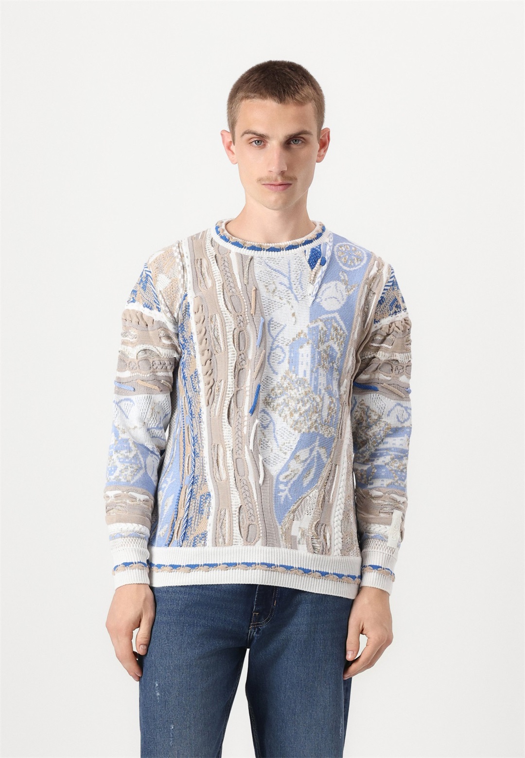 Carlo Colucci UNISEX - Strickpullover - beige/blue/beige