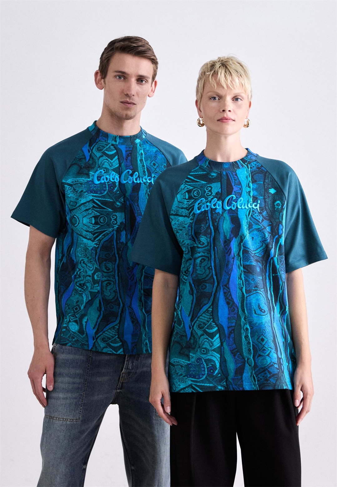 Carlo Colucci UNISEX - T-Shirt print - turquoise/petrol