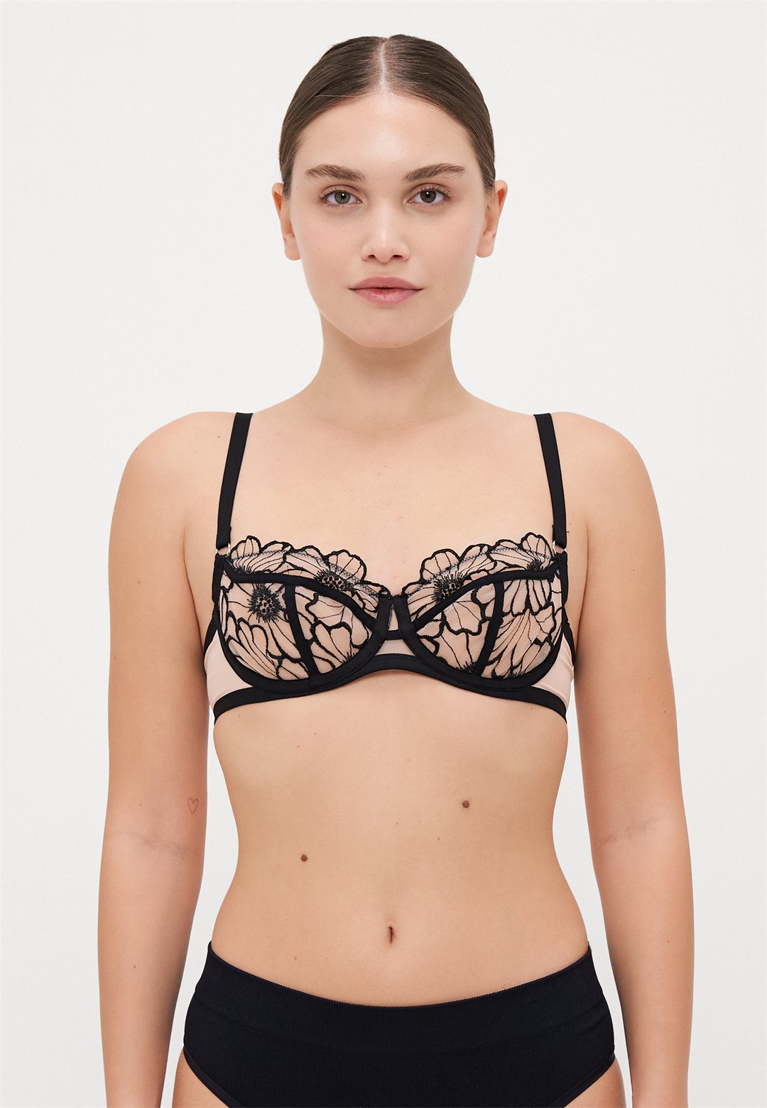 Chantelle HALF CUP BRA - Bügel BH - black/soft pink/schwarz