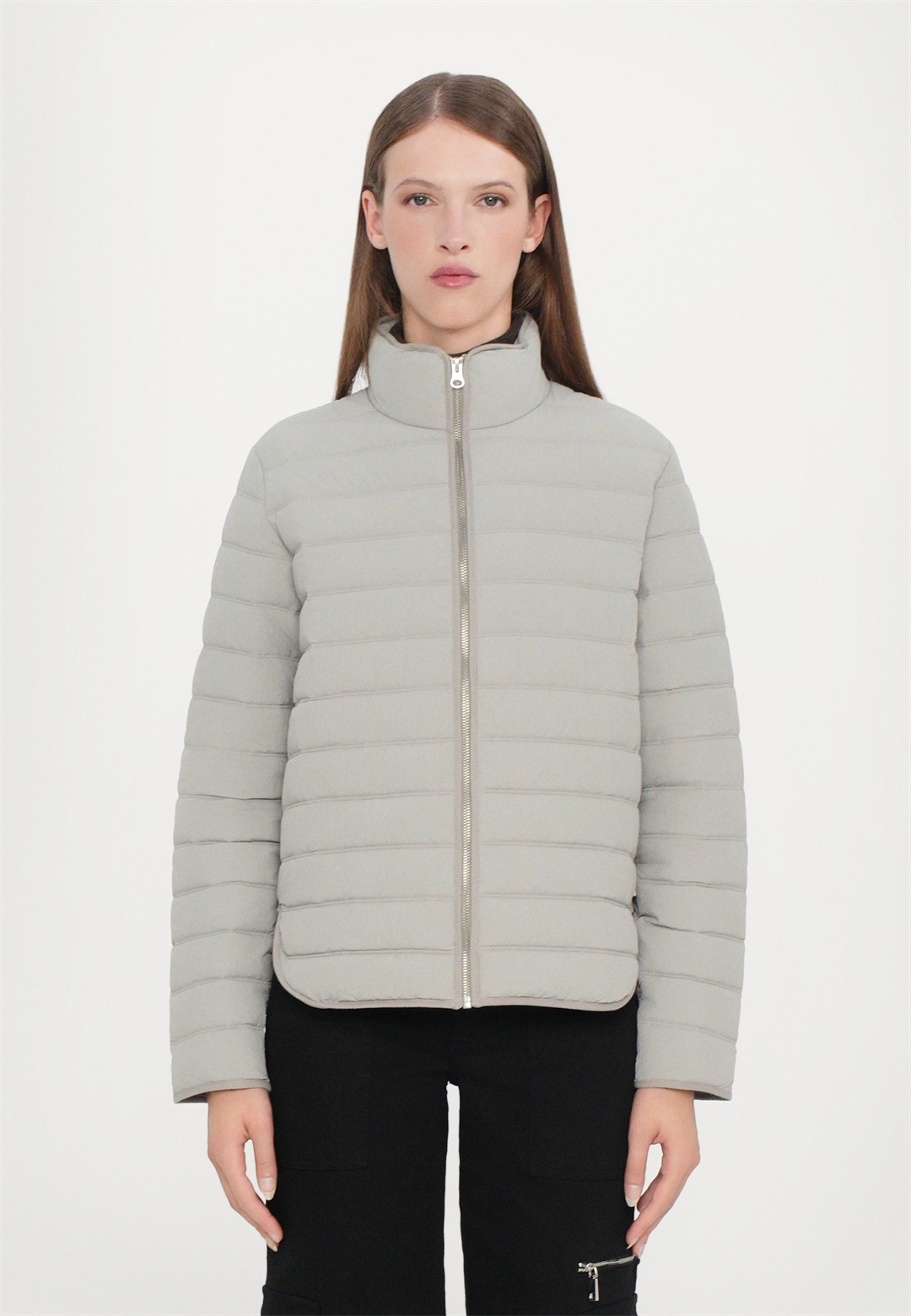 CLOSED QUILTED ZIP JACKET - Winterjacke - mud grey/grau-meliert