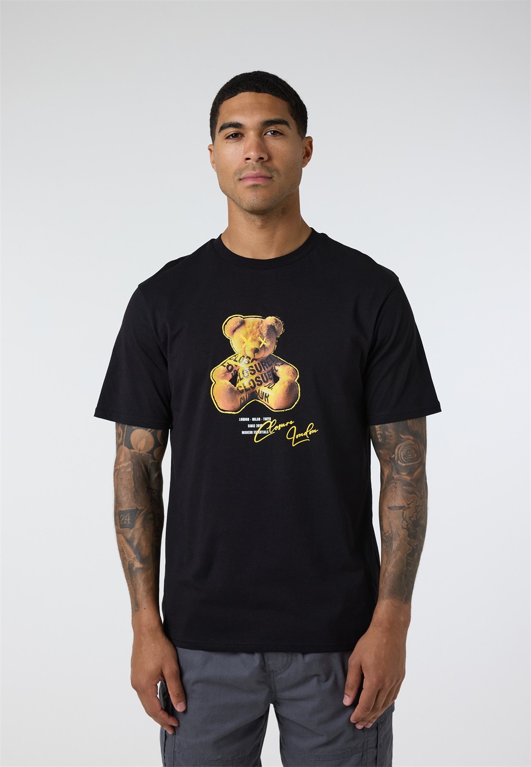 CLOSURE London TAPE TEDDY TEE - T-Shirt print - black/schwarz