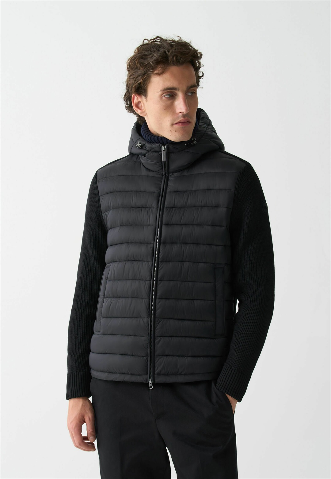 Colmar Originals HOODED WITH KNIT SLEEVES - Übergangsjacke - black/schwarz