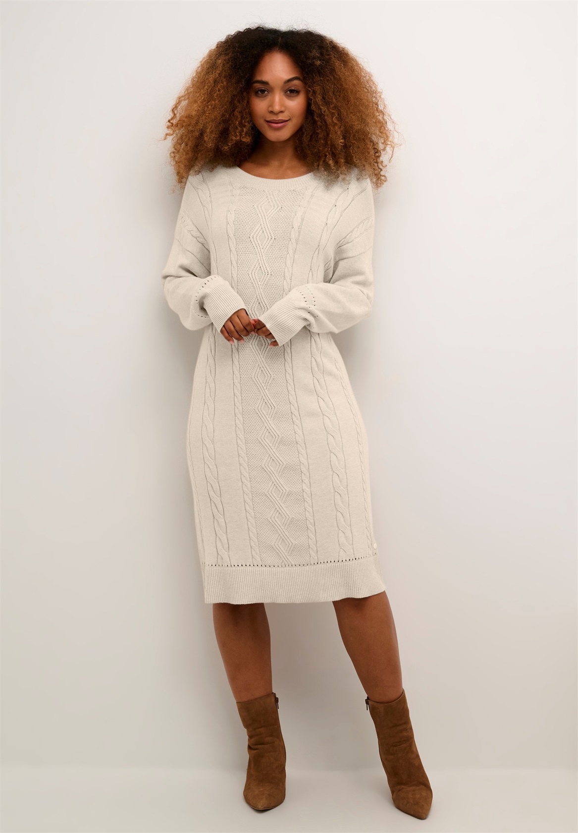 Cream DELA - Strickkleid - oat melange/beige