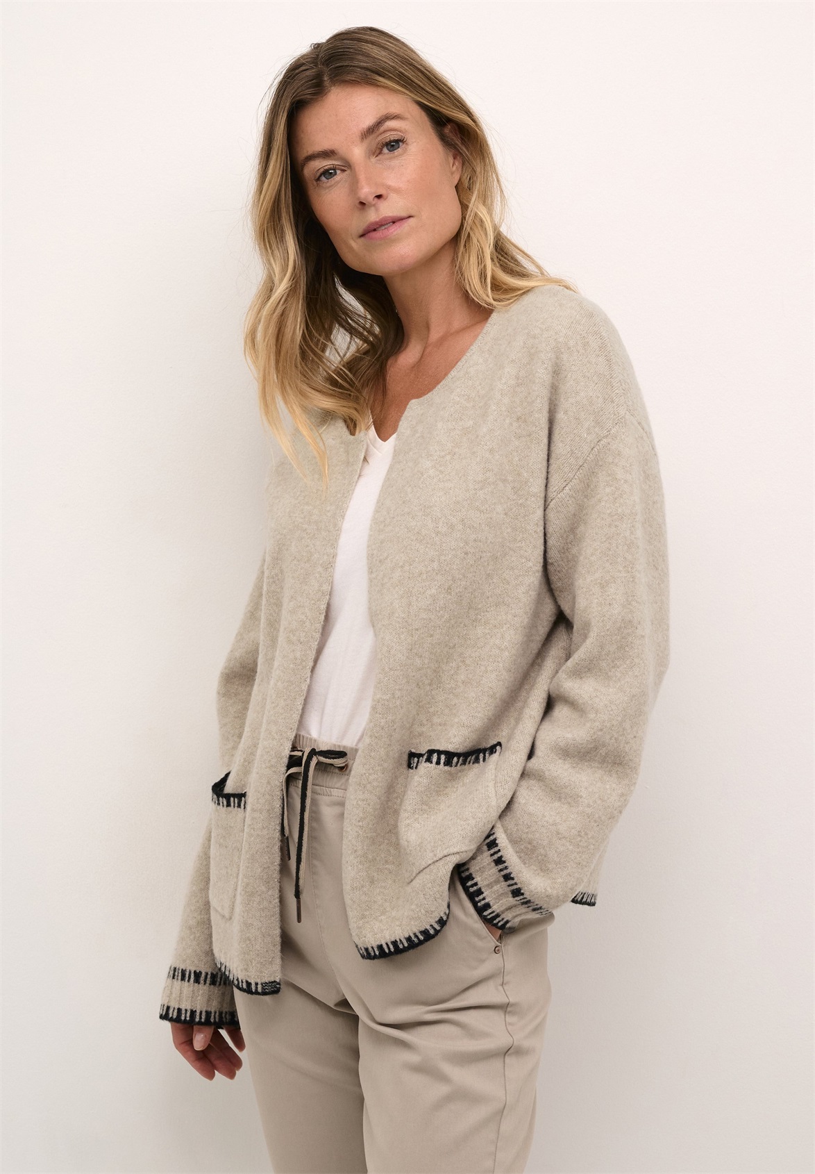 Cream CRONIE - Strickjacke - string black/schwarz