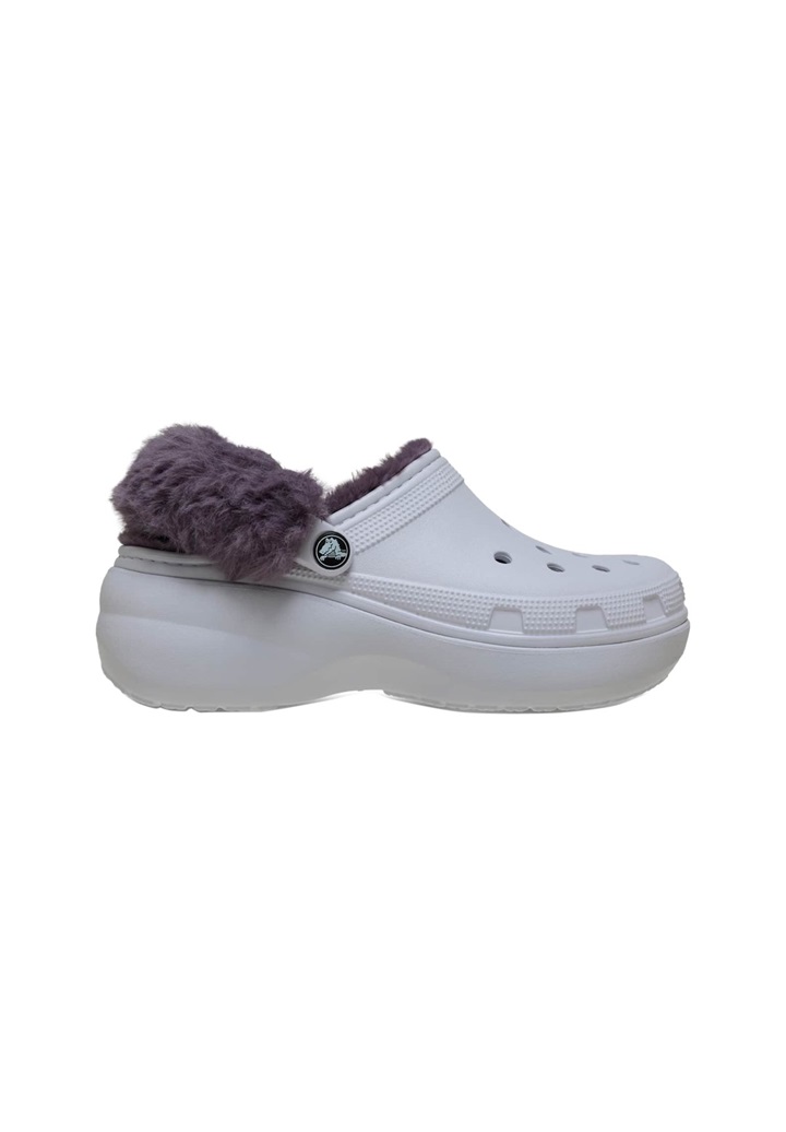 Crocs PLATFM LINED FUZZ STRAP - Pantolette flach - frosted grape/lila-meliert