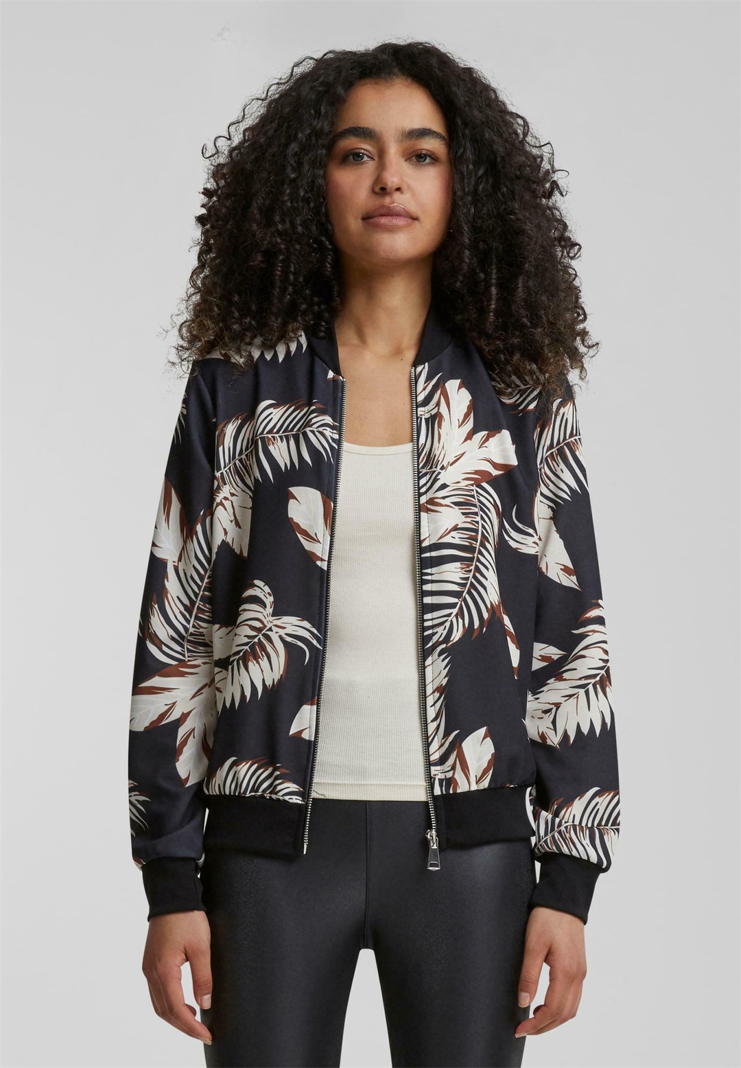 Cloud 5ive MIT BLÄTTER PRINT - Bomberjacke - black/schwarz