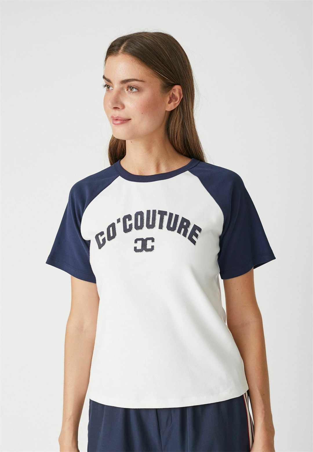 Co'couture EDGE BLOCK - T-Shirt print - offwhitenavy/dunkelblau
